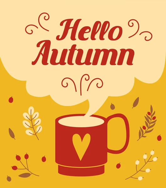 Hola tarjeta de otoño — Vector de stock