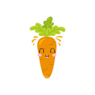 Beyaz arka plan üzerinde gülümsemeyle şirin havuç karakter