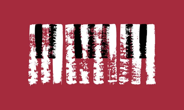 塗色テクスチャーの抽象的なブラシ ストロークによって描かれたピアノの鍵盤 — ストックベクタ