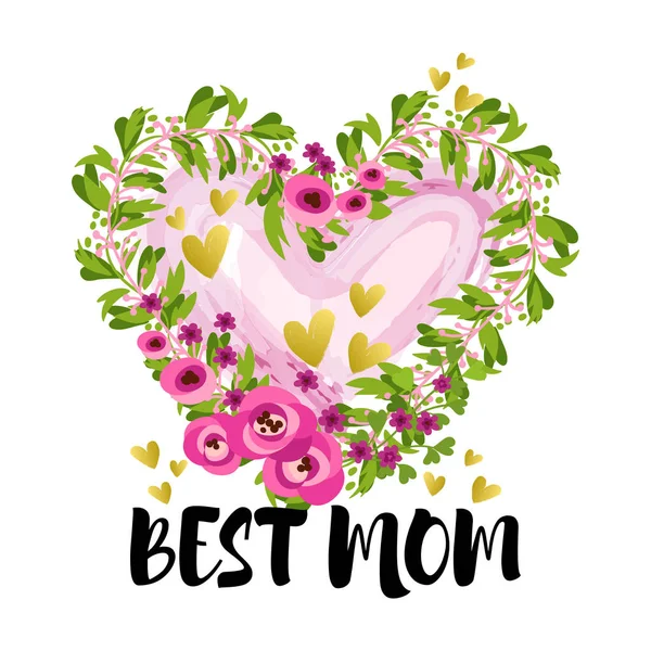 Illustration Vectorielle Texte Best Mom Conception Carte Fête Des Mères — Image vectorielle