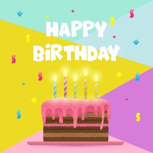 Vector Illustration Happy Birthday Card Template — Stock Vector