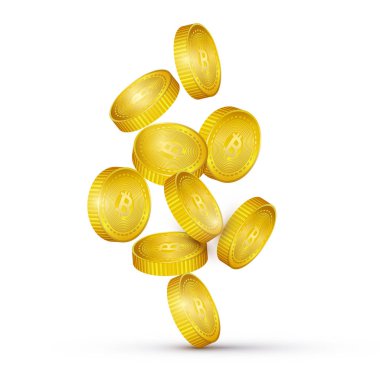 Vektör çizim, beyaz zemin üzerine cryptocurrency grup bitcoin.