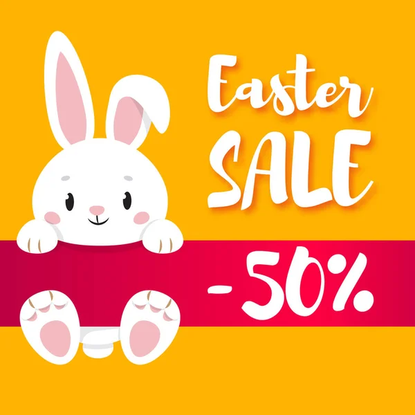 Easter Sale vector tag with bunny. — Stock Vector