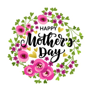 Vektör çizim, mutlu anne 's gün yazı. Anneler günü kartı tasarım.