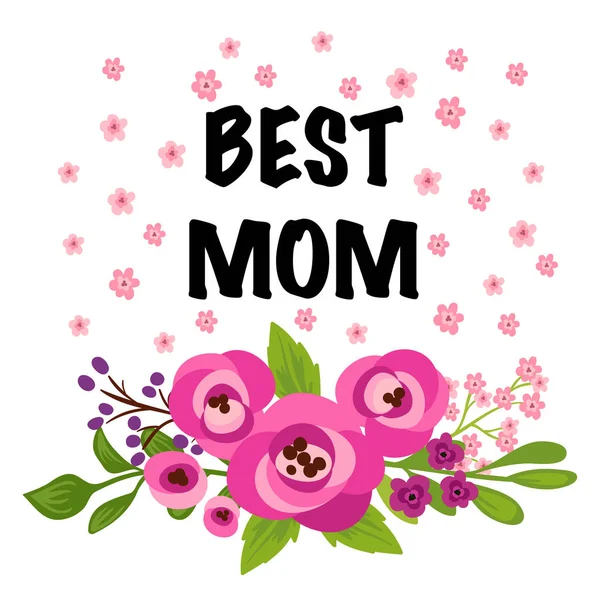 Illustration Vectorielle Texte Best Mom Conception Carte Jour Des Mères — Image vectorielle