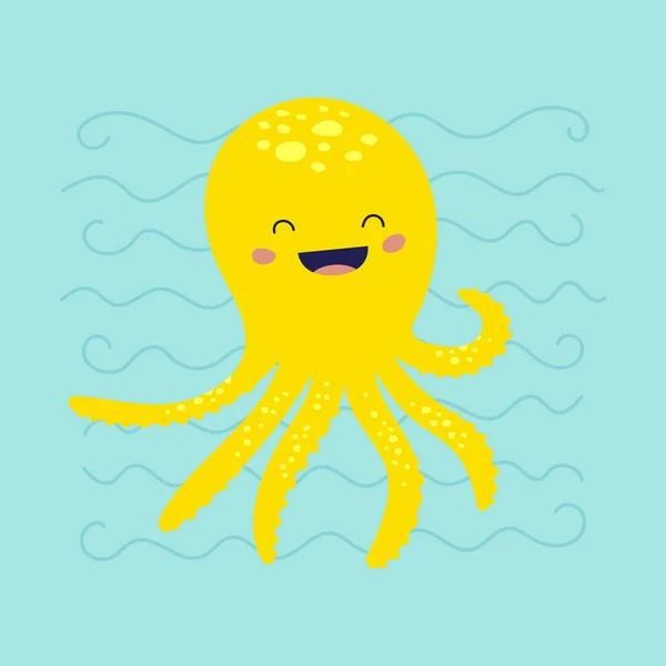 Vector Adorable Octopus Character Sea — Stock Vector