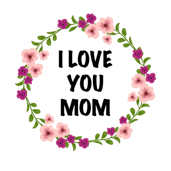 Vektorillustration Jag Älskar Dig Mamma Text Mödrar Dag Kortdesign — Stock vektor