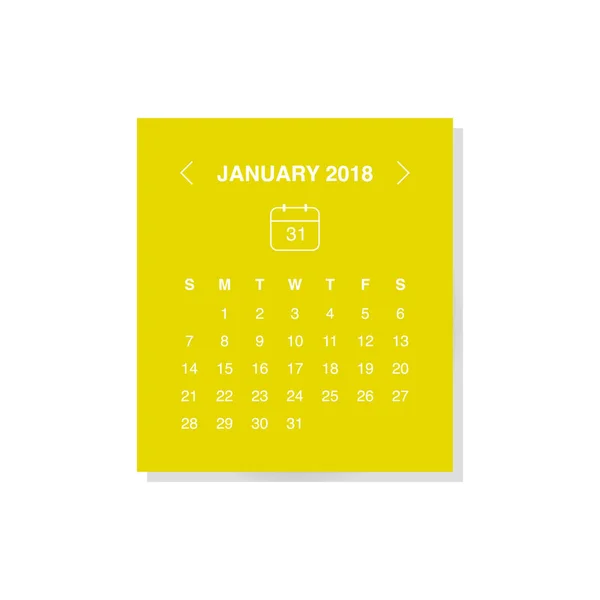黄色の背景に 2018 年のカレンダーで 月の月のベクター イラスト デザイン — ストックベクタ