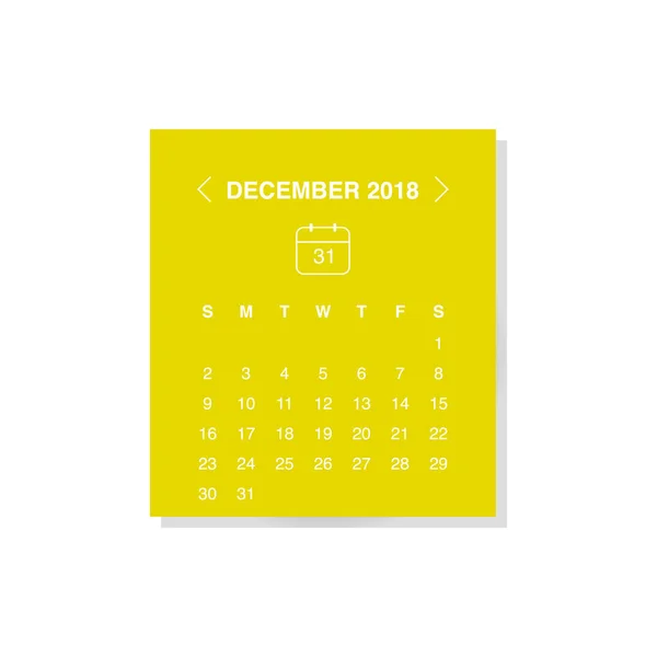 Vector Illustratie Ontwerp Van Maand December Agenda Voor 2018 Jaar — Stockvector