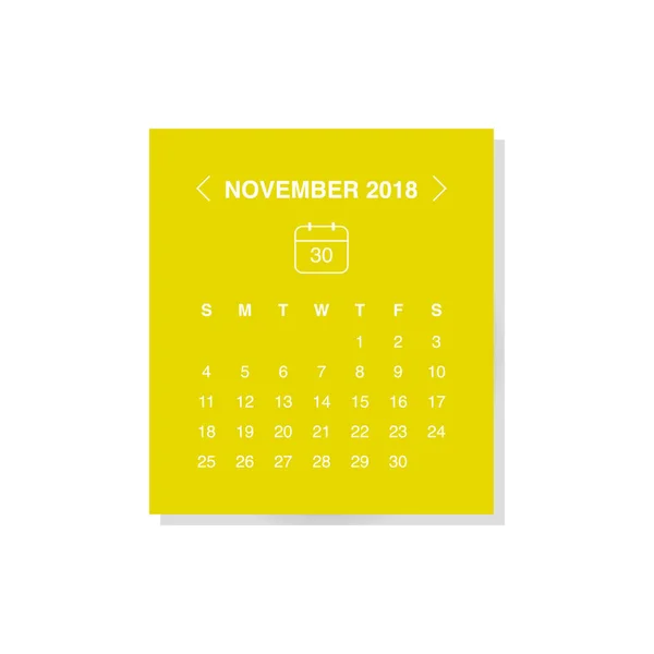 Vektor Illustration Design Des Novembermonats Kalender Für 2018 Jahr Auf — Stockvektor