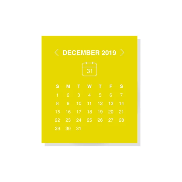 Diseño Ilustración Vectorial Del Mes Diciembre Calendario Para Año 2019 — Vector de stock