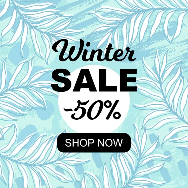 Vektorillustration Handgezeichneter Abstrakter Hintergrund Mit Floralem Muster Banner Winterschlussverkauf — Stockvektor