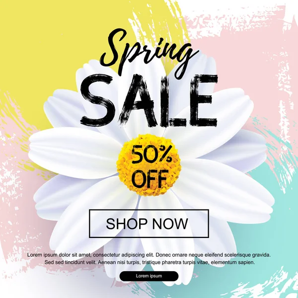 Vektorillustration Handgezeichneter Abstrakter Hintergrund Mit Realistischer Blume Banner Zum Frühlingsverkauf — Stockvektor