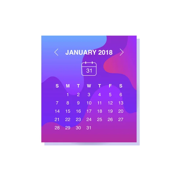 Diseño Página Del Calendario Estilo Camuflaje Enero 2018 — Vector de stock