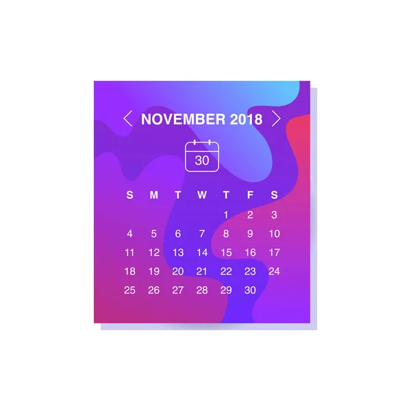 Kalenderblattgestaltung Camouflage Stil November 2018 — Stockvektor