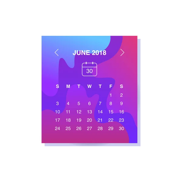 Kalenderblattgestaltung Tarnstil Juni 2018 — Stockvektor
