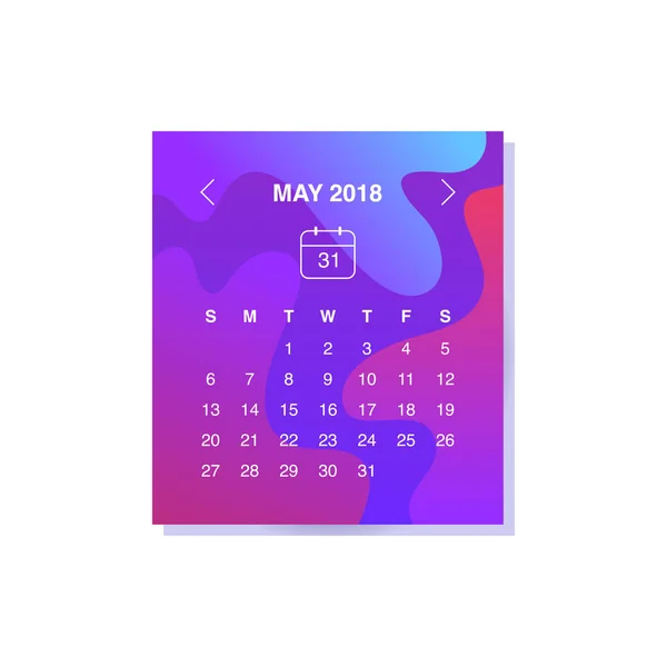 Diseño Página Del Calendario Estilo Camuflaje Mayo 2018 — Vector de stock