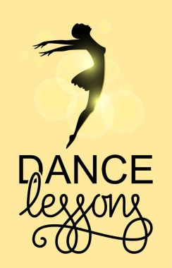 Vektör çizim, zarif bale dansçısı siluet. Bale Okulu logosu.