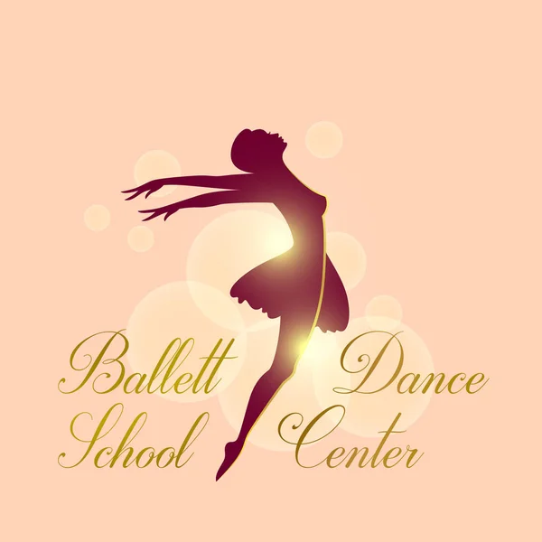 Vector Illustration Graceful Ballet Dancer Silhouette Ballet School Logo — Stock Vector