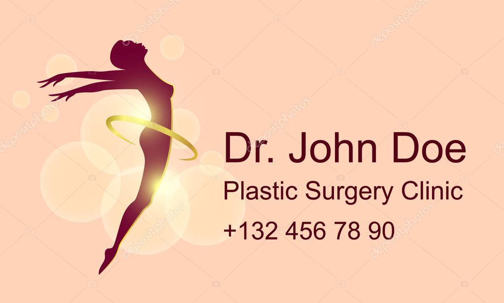 Vector illustration of stylized young woman gracile body, can be used as a business card design.