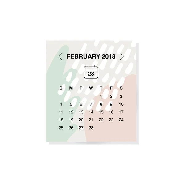 Conceito Design Calendário Fevereiro 2018 — Vetor de Stock