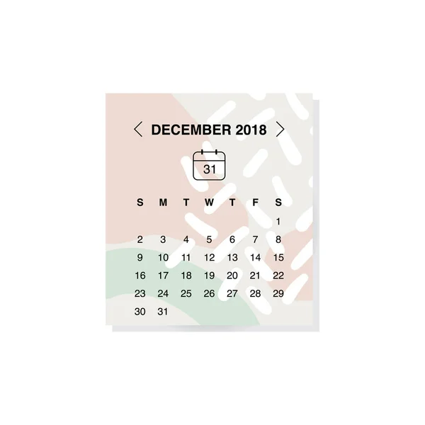 Concepto Diseño Calendario Diciembre 2018 — Vector de stock