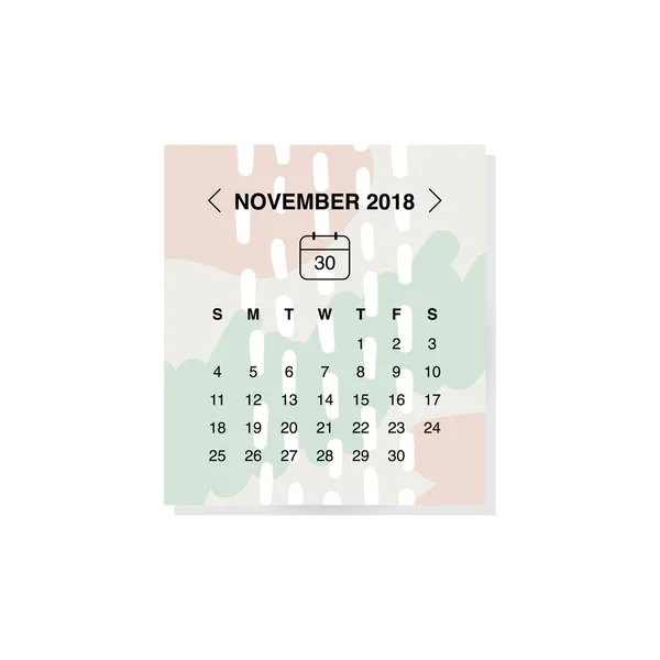 Concepto Diseño Del Calendario Noviembre 2018 — Vector de stock