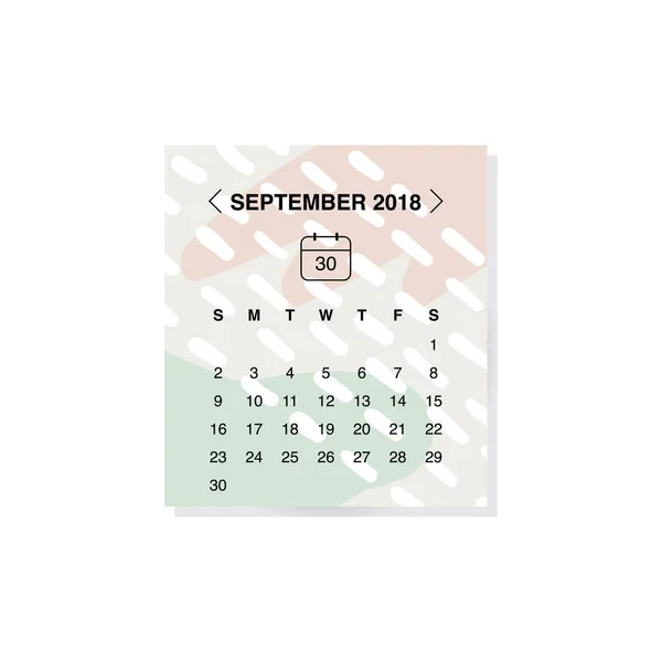 Calendrier Concept Conception Septembre 2018 — Image vectorielle