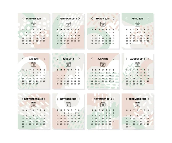 Koncepce Designu Kalendáře 2018 — Stockový vektor