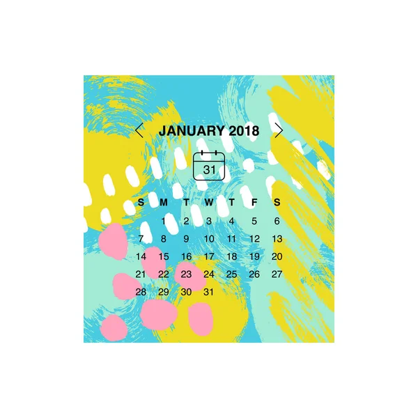 Concepto Diseño Calendario Enero 2018 — Vector de stock