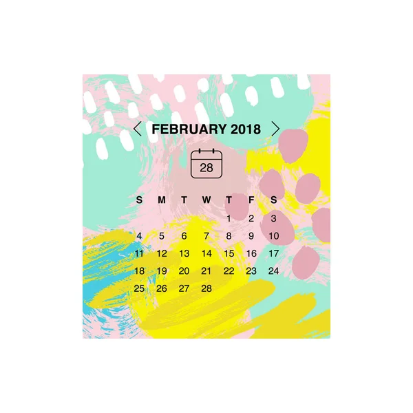 Concepto Diseño Calendario Febrero 2018 — Vector de stock