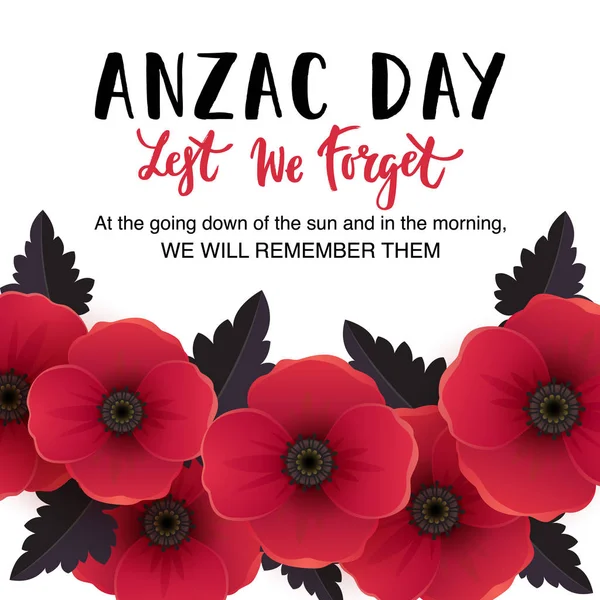 Remembrance Day Poster Poppies White Background — Stock Vector