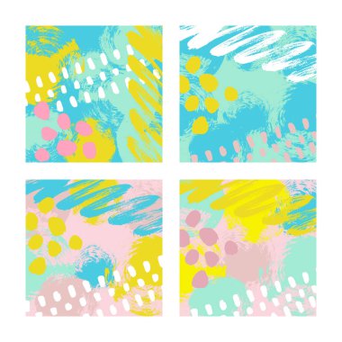 Vektör çizim, boya lekesi, noktalar, noktalar ve çizgiler metin için yer ile elle çizilmiş arka dizi.