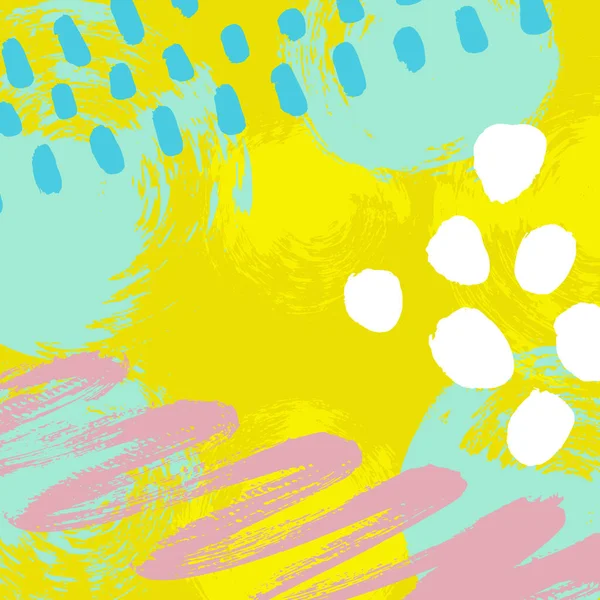 Vektorillustration Handgezeichneter Abstrakter Hintergrund Mit Farbklecksen Flecken Punkten Und Linien — Stockvektor