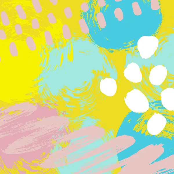 Vektorillustration Handgezeichneter Abstrakter Hintergrund Mit Farbklecksen Flecken Punkten Und Linien — Stockvektor