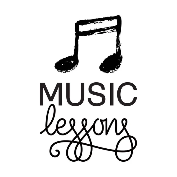 Music Lessons Logo Hand Drawn Music Note Vector Illustration — Stock Vector