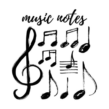 Vector illustration set of hand-drawn music notes. clipart