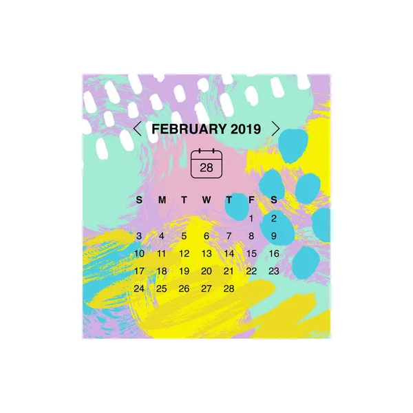 Vektor Illustration Design Des Kalenders Für Februar 2019 — Stockvektor