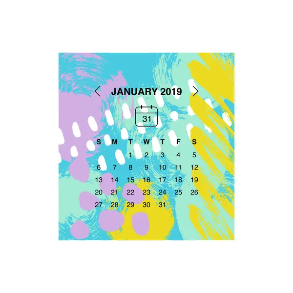 Vektor Illustration Entwurf Des Kalenders Für Januar 2019 — Stockvektor