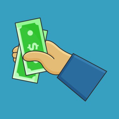 Bağış Para Vektörü Konsepti. El Simgesi İllüstrasyonu