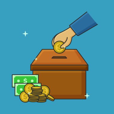 Charity Concept Vector Illustration dergisi. Bağış ve Kalabalık Finansman Simgesi
