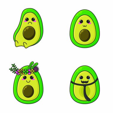 Avokado Doodle Vektör İllüstrasyonu. Tropik Meyve Simgesi Maskotu