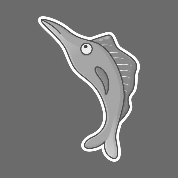 Salmon Fish Cartoon Character Lindo Animal Mascota Icono Estilo Archivado — Vector de stock