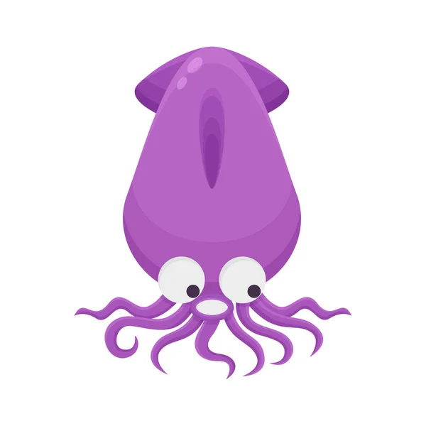 Octopus Roxo Alien Bonito Infantil Plana Vector Brilhante Cor