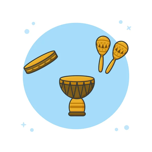 Traditionelles Musikinstrument Percussion Musik Symbol Logo Vektor Illustration — Stockvektor