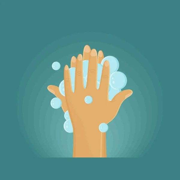 Hand Waschen Mit Seife Prävention Von Virusinfektionen Sauber Ist Gesund — Stockvektor
