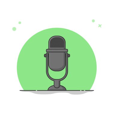 Mikrofon Kayıtlı Ses. Podcast Logo Vektörü İllüstrasyonu