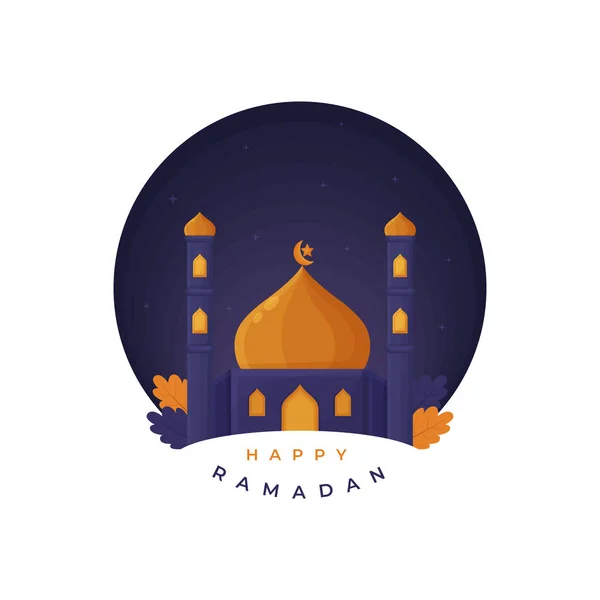 Happy Ramadan Mosque Conceptual Logo Vector Ilustración Plana — Archivo Imágenes Vectoriales