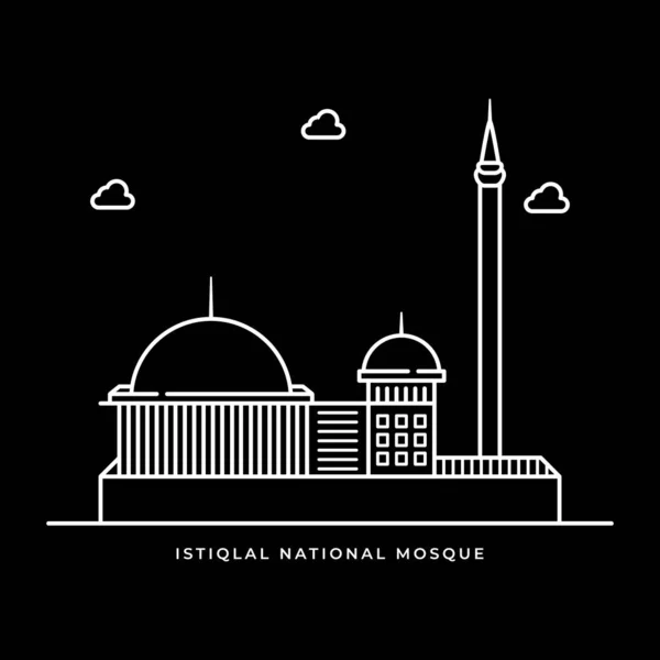 Istiqlal Nationale Moskee Ikoon Moslims Religie Indonesië — Stockvector