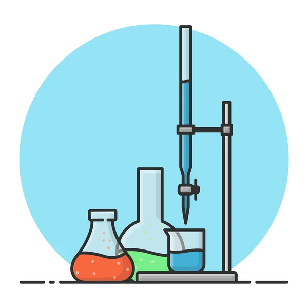 Laboratóriumi Felszerelés Laboratóriumi Kémia Tudomány Töltve Ikon Vektor Tervezés — Stock Vector